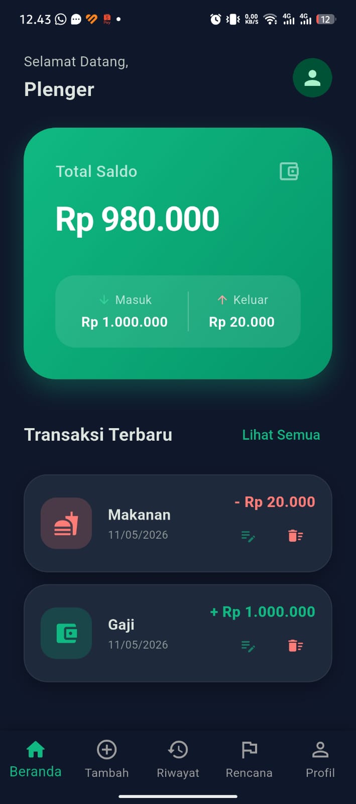 Aplikasi Pencatat Keuangan